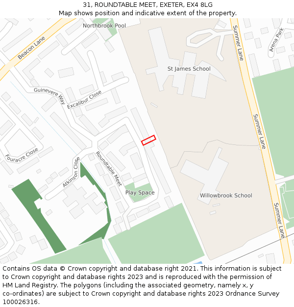 31, ROUNDTABLE MEET, EXETER, EX4 8LG: Location map and indicative extent of plot