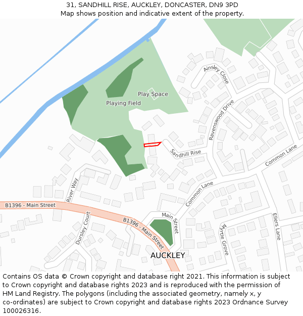 31, SANDHILL RISE, AUCKLEY, DONCASTER, DN9 3PD: Location map and indicative extent of plot
