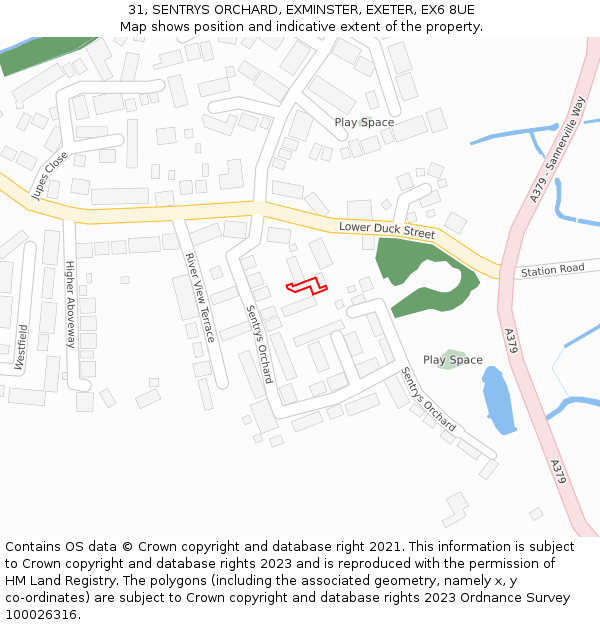 31, SENTRYS ORCHARD, EXMINSTER, EXETER, EX6 8UE: Location map and indicative extent of plot