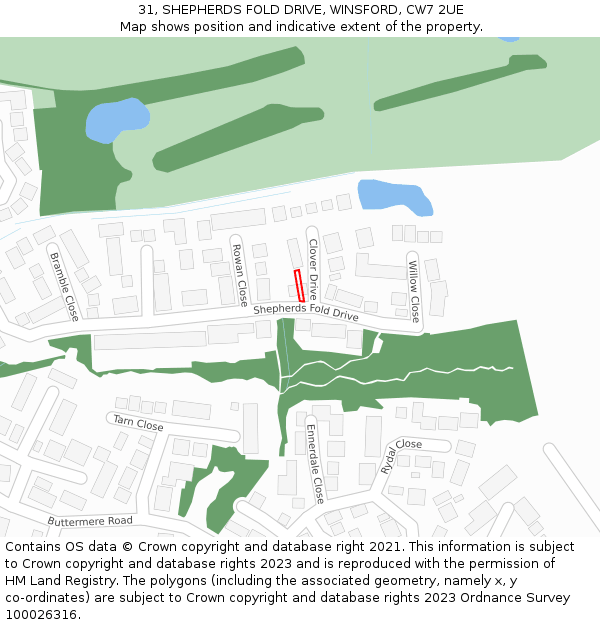 31, SHEPHERDS FOLD DRIVE, WINSFORD, CW7 2UE: Location map and indicative extent of plot