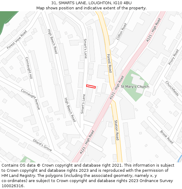 31, SMARTS LANE, LOUGHTON, IG10 4BU: Location map and indicative extent of plot