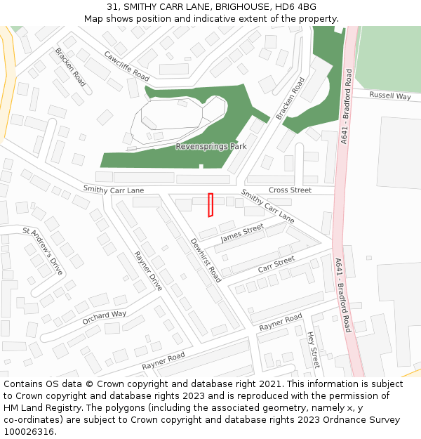 31, SMITHY CARR LANE, BRIGHOUSE, HD6 4BG: Location map and indicative extent of plot