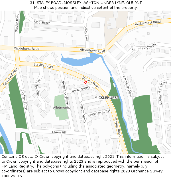 31, STALEY ROAD, MOSSLEY, ASHTON-UNDER-LYNE, OL5 9NT: Location map and indicative extent of plot