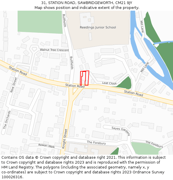 31, STATION ROAD, SAWBRIDGEWORTH, CM21 9JY: Location map and indicative extent of plot