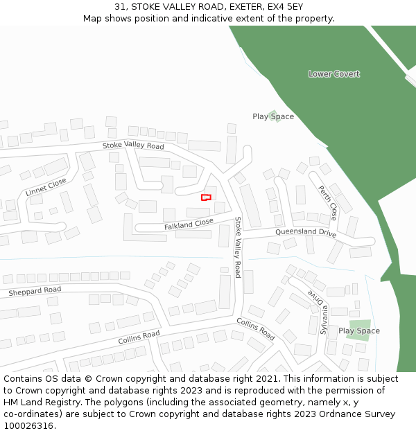 31, STOKE VALLEY ROAD, EXETER, EX4 5EY: Location map and indicative extent of plot