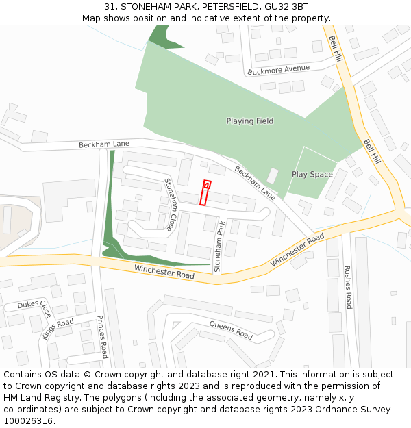31, STONEHAM PARK, PETERSFIELD, GU32 3BT: Location map and indicative extent of plot