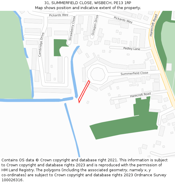 31, SUMMERFIELD CLOSE, WISBECH, PE13 1RP: Location map and indicative extent of plot