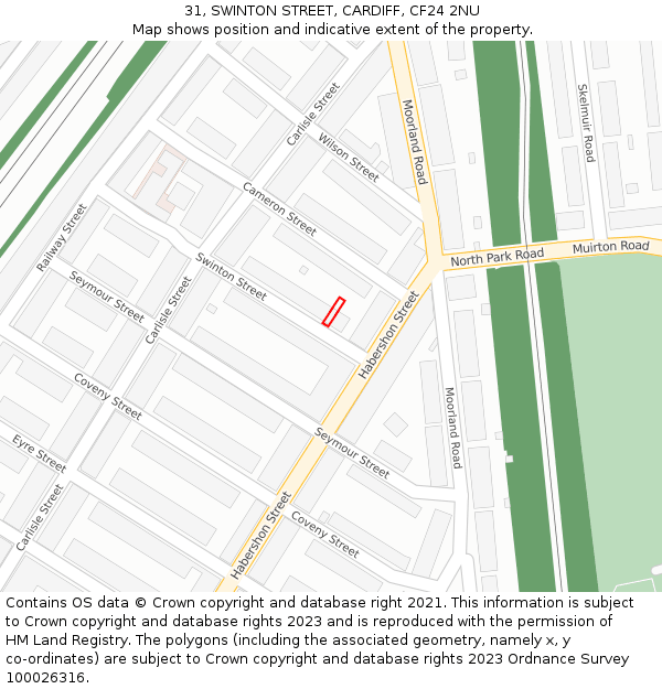 31, SWINTON STREET, CARDIFF, CF24 2NU: Location map and indicative extent of plot