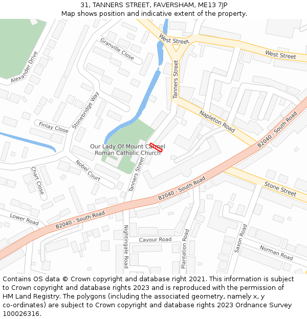 31, TANNERS STREET, FAVERSHAM, ME13 7JP: Location map and indicative extent of plot