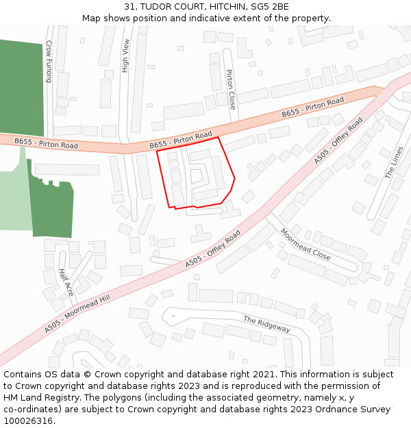 31, TUDOR COURT, HITCHIN, SG5 2BE: Location map and indicative extent of plot