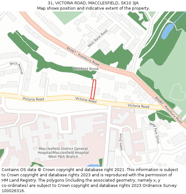 31, VICTORIA ROAD, MACCLESFIELD, SK10 3JA: Location map and indicative extent of plot
