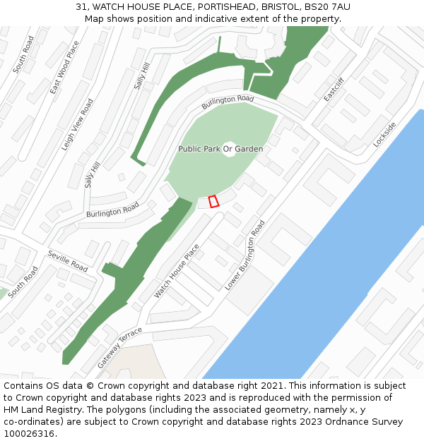 31, WATCH HOUSE PLACE, PORTISHEAD, BRISTOL, BS20 7AU: Location map and indicative extent of plot