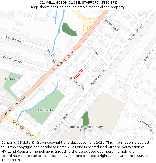 31, WELLINGTON CLOSE, STAFFORD, ST16 3FZ: Location map and indicative extent of plot