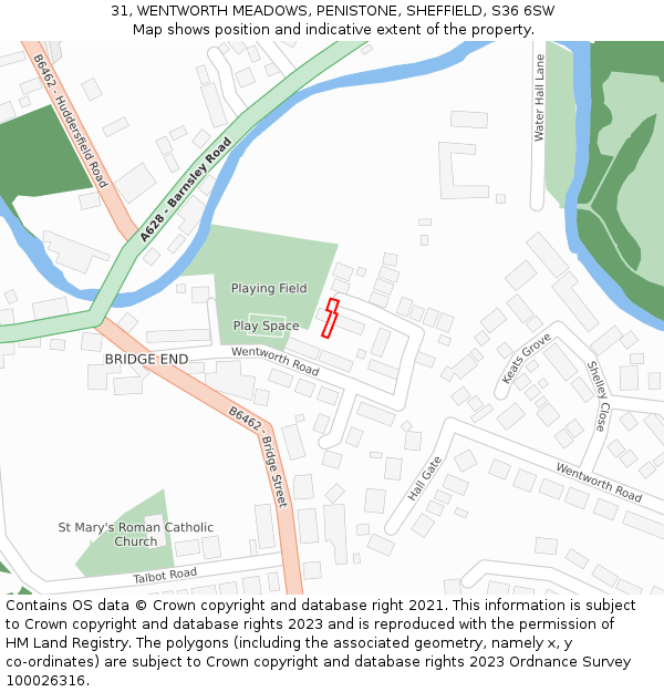 31, WENTWORTH MEADOWS, PENISTONE, SHEFFIELD, S36 6SW: Location map and indicative extent of plot