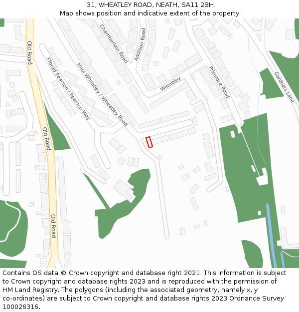 31, WHEATLEY ROAD, NEATH, SA11 2BH: Location map and indicative extent of plot