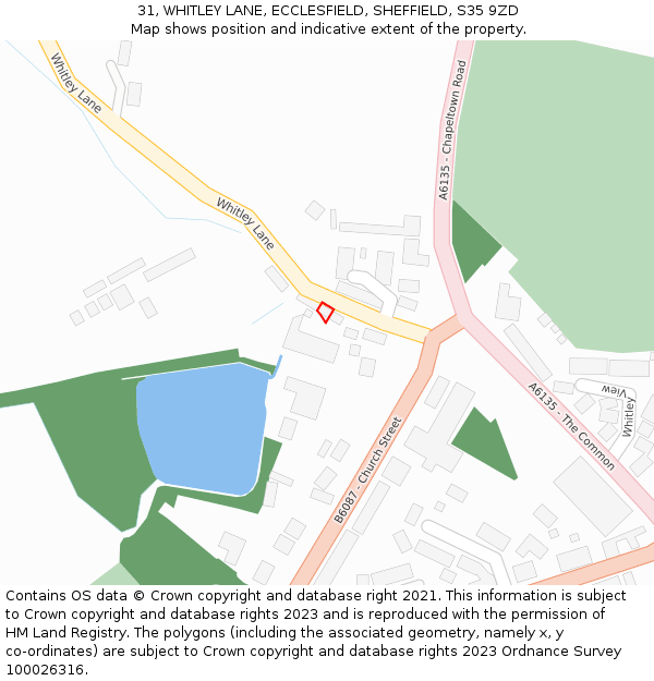31, WHITLEY LANE, ECCLESFIELD, SHEFFIELD, S35 9ZD: Location map and indicative extent of plot