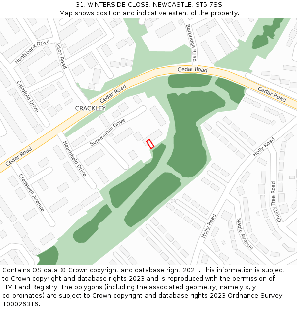 31, WINTERSIDE CLOSE, NEWCASTLE, ST5 7SS: Location map and indicative extent of plot