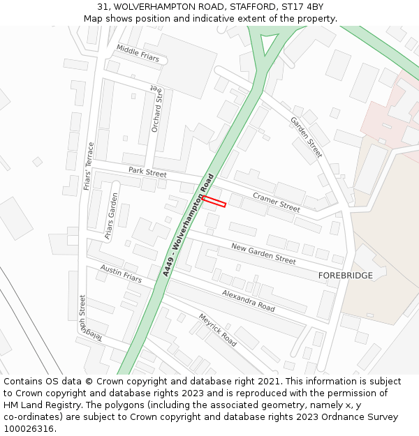 31, WOLVERHAMPTON ROAD, STAFFORD, ST17 4BY: Location map and indicative extent of plot