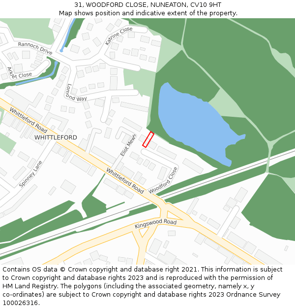 31, WOODFORD CLOSE, NUNEATON, CV10 9HT: Location map and indicative extent of plot
