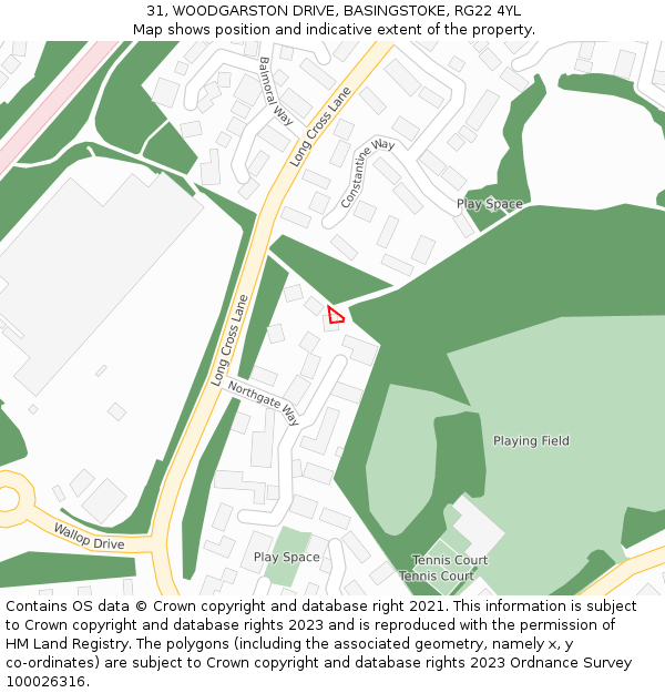 31, WOODGARSTON DRIVE, BASINGSTOKE, RG22 4YL: Location map and indicative extent of plot