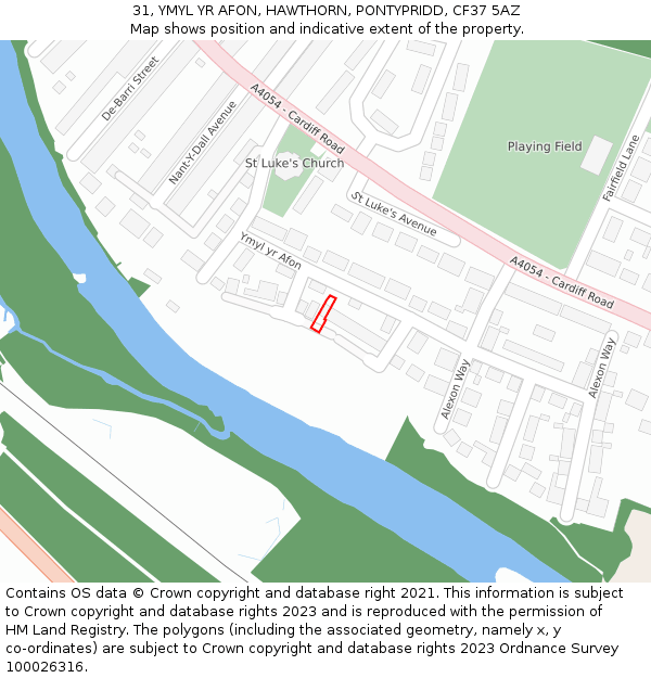 31, YMYL YR AFON, HAWTHORN, PONTYPRIDD, CF37 5AZ: Location map and indicative extent of plot