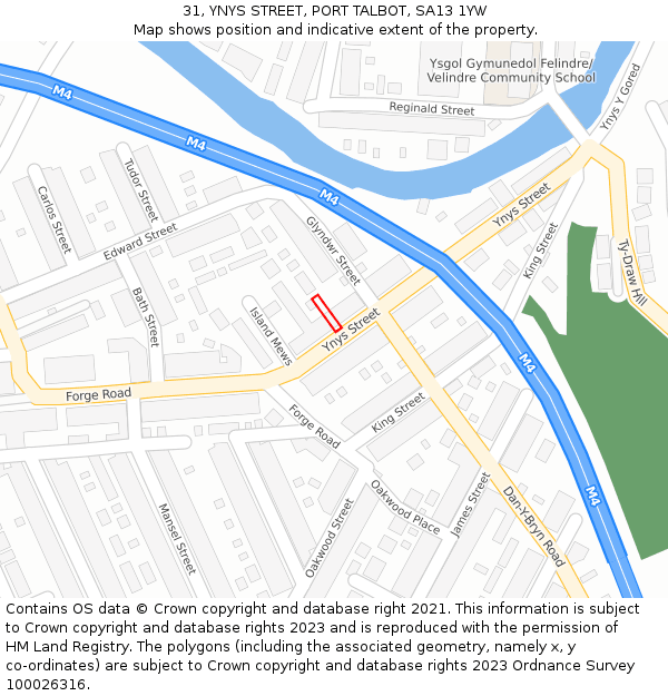 31, YNYS STREET, PORT TALBOT, SA13 1YW: Location map and indicative extent of plot