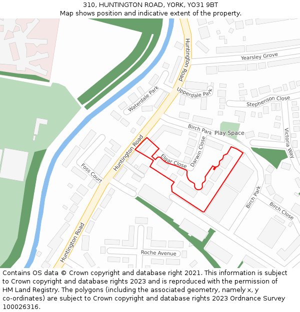310, HUNTINGTON ROAD, YORK, YO31 9BT: Location map and indicative extent of plot