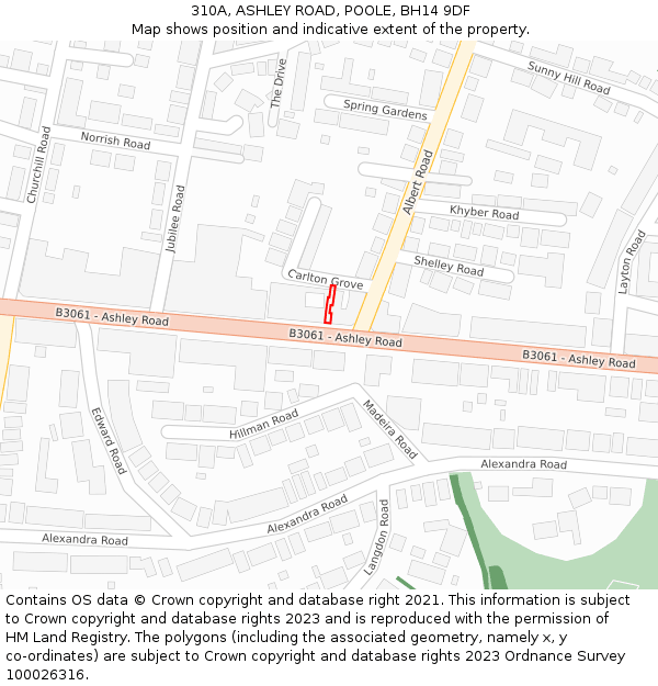 310A, ASHLEY ROAD, POOLE, BH14 9DF: Location map and indicative extent of plot