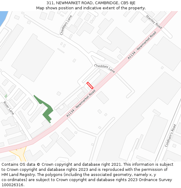 311, NEWMARKET ROAD, CAMBRIDGE, CB5 8JE: Location map and indicative extent of plot