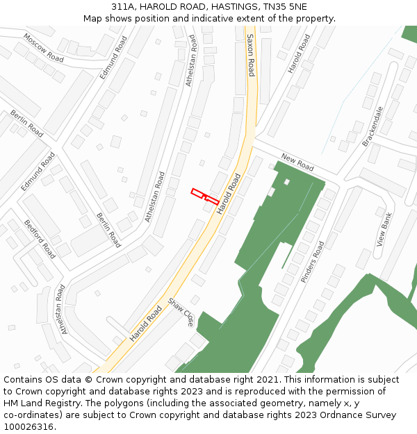 311A, HAROLD ROAD, HASTINGS, TN35 5NE: Location map and indicative extent of plot
