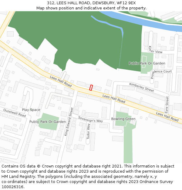 312, LEES HALL ROAD, DEWSBURY, WF12 9EX: Location map and indicative extent of plot