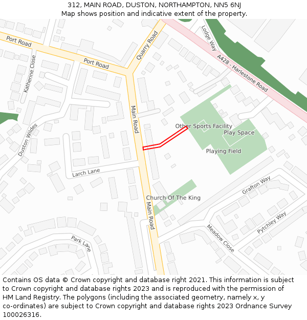 312, MAIN ROAD, DUSTON, NORTHAMPTON, NN5 6NJ: Location map and indicative extent of plot