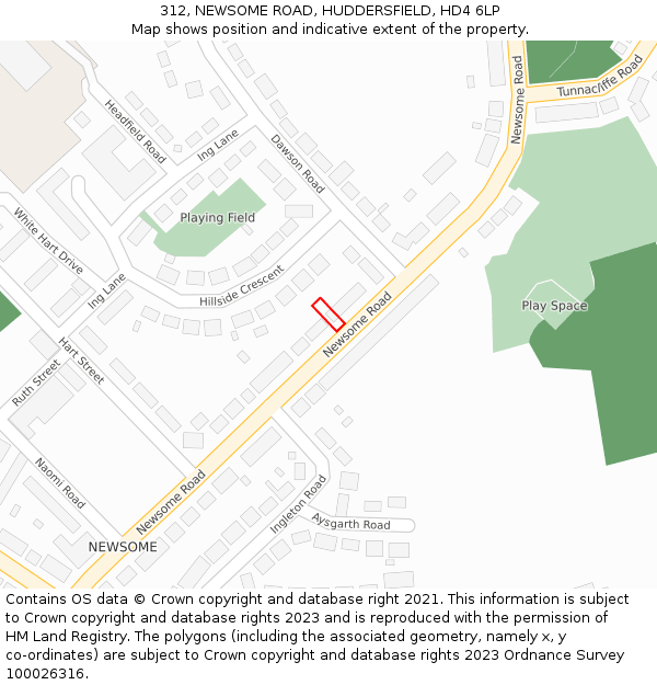 312, NEWSOME ROAD, HUDDERSFIELD, HD4 6LP: Location map and indicative extent of plot