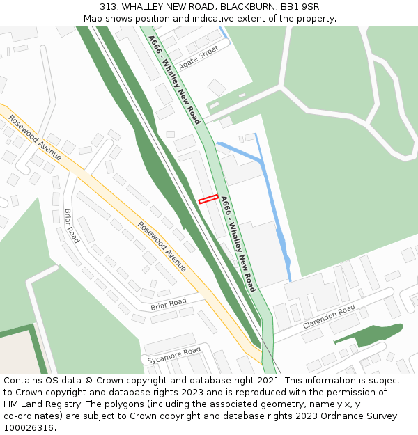 313, WHALLEY NEW ROAD, BLACKBURN, BB1 9SR: Location map and indicative extent of plot