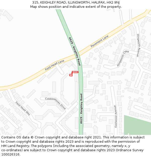 315, KEIGHLEY ROAD, ILLINGWORTH, HALIFAX, HX2 9NJ: Location map and indicative extent of plot