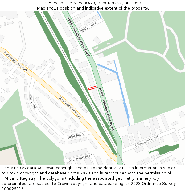 315, WHALLEY NEW ROAD, BLACKBURN, BB1 9SR: Location map and indicative extent of plot