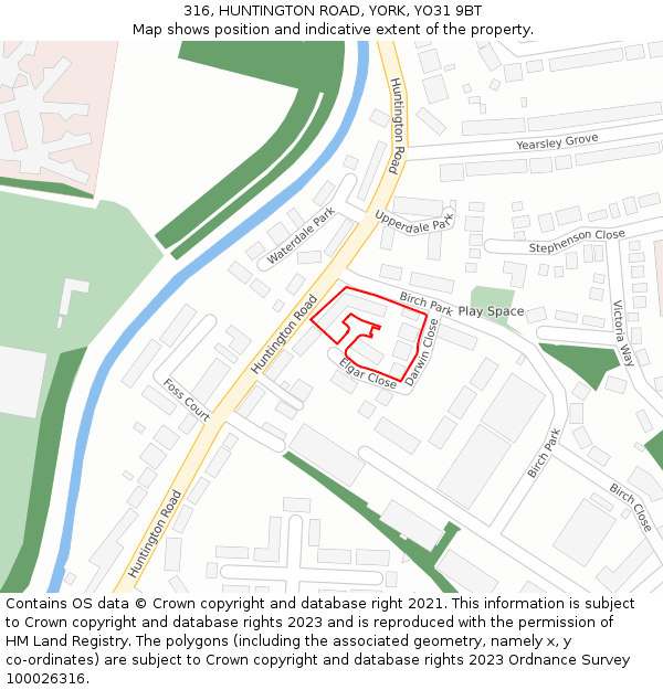 316, HUNTINGTON ROAD, YORK, YO31 9BT: Location map and indicative extent of plot