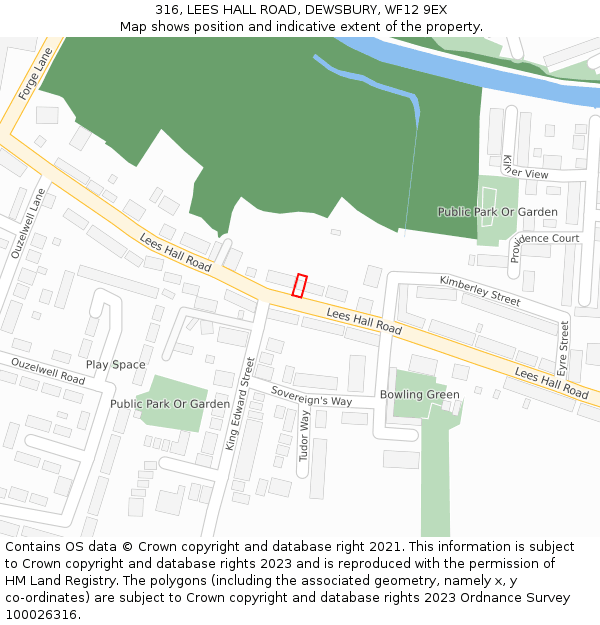 316, LEES HALL ROAD, DEWSBURY, WF12 9EX: Location map and indicative extent of plot