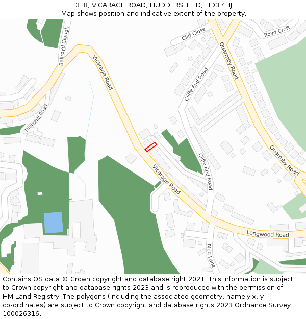 318, VICARAGE ROAD, HUDDERSFIELD, HD3 4HJ: Location map and indicative extent of plot