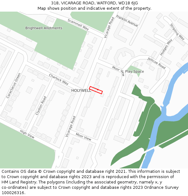 318, VICARAGE ROAD, WATFORD, WD18 6JG: Location map and indicative extent of plot