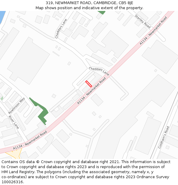 319, NEWMARKET ROAD, CAMBRIDGE, CB5 8JE: Location map and indicative extent of plot