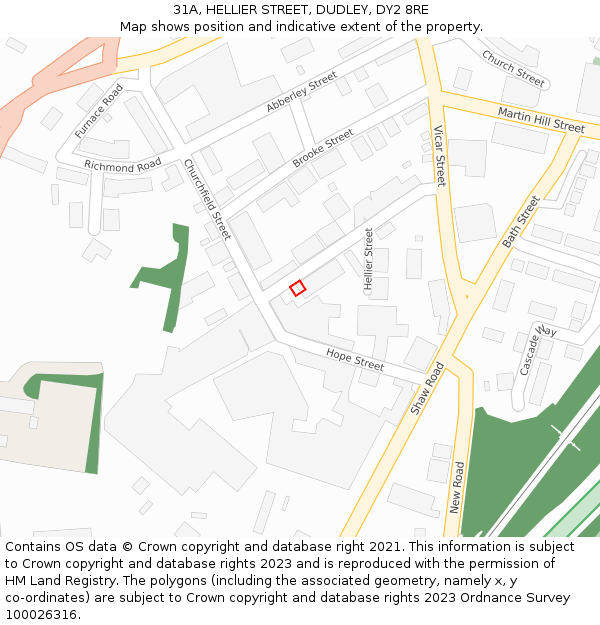 31A, HELLIER STREET, DUDLEY, DY2 8RE: Location map and indicative extent of plot