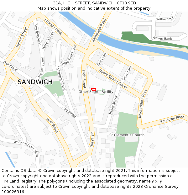 31A, HIGH STREET, SANDWICH, CT13 9EB: Location map and indicative extent of plot