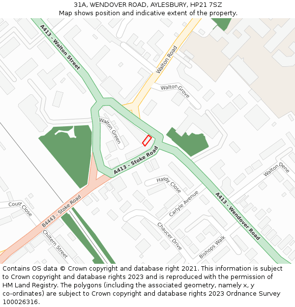 31A, WENDOVER ROAD, AYLESBURY, HP21 7SZ: Location map and indicative extent of plot