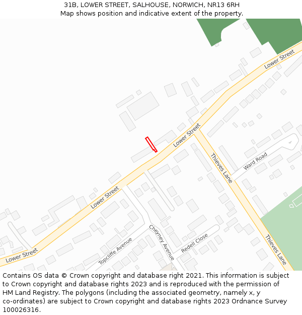 31B, LOWER STREET, SALHOUSE, NORWICH, NR13 6RH: Location map and indicative extent of plot