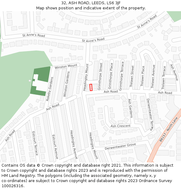 32, ASH ROAD, LEEDS, LS6 3JF: Location map and indicative extent of plot