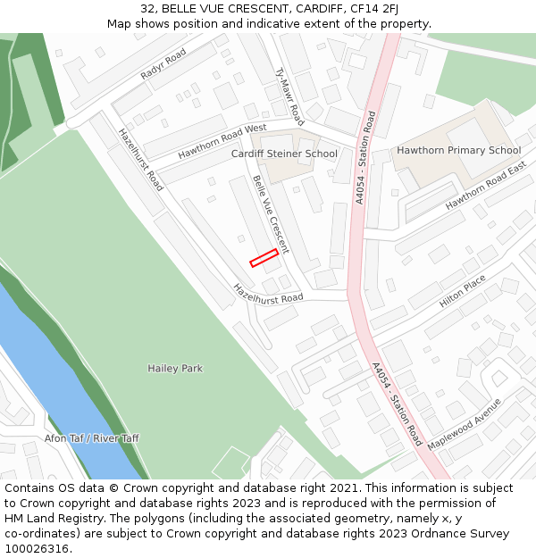 32, BELLE VUE CRESCENT, CARDIFF, CF14 2FJ: Location map and indicative extent of plot