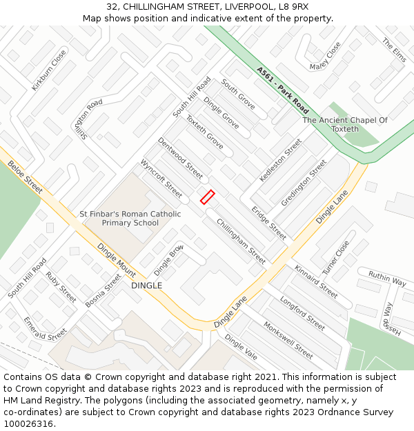 32, CHILLINGHAM STREET, LIVERPOOL, L8 9RX: Location map and indicative extent of plot