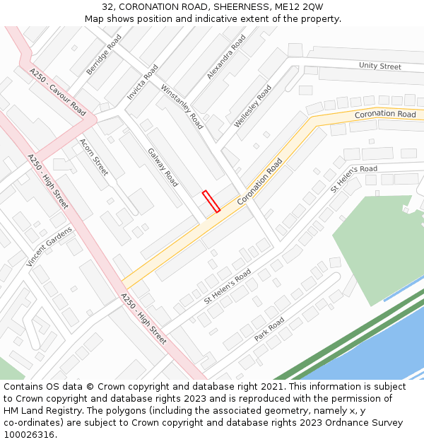 32, CORONATION ROAD, SHEERNESS, ME12 2QW: Location map and indicative extent of plot