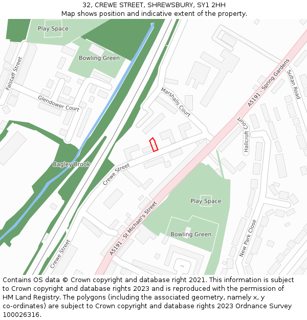 32, CREWE STREET, SHREWSBURY, SY1 2HH: Location map and indicative extent of plot